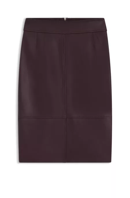 Leather pencil skirt with panelled details