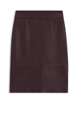 Leather pencil skirt with panelled details 1