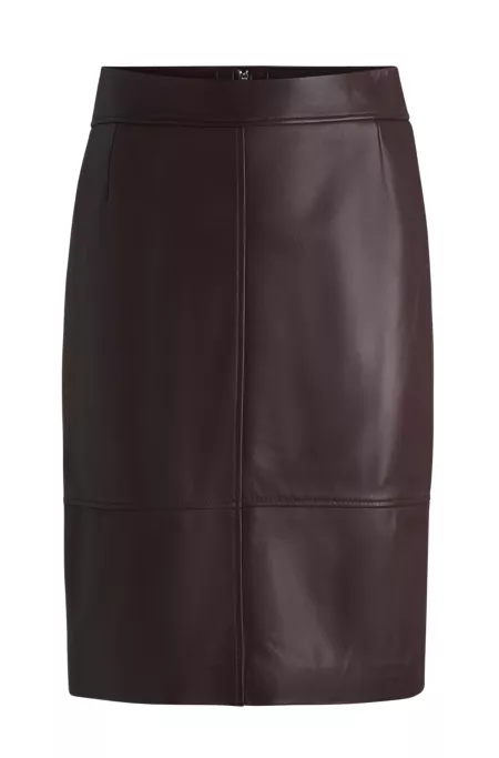 Slim-fit pencil skirt in smooth leather