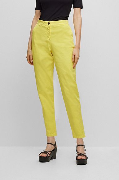 Trousers in organic-cotton-blend twill, Light Yellow