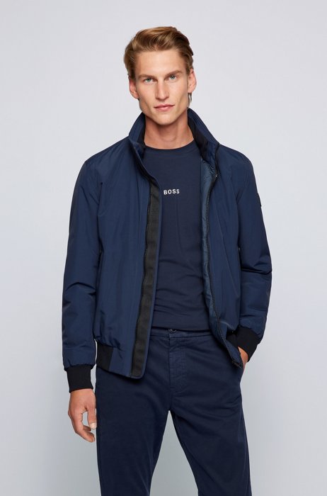 Regular-fit blouson jacket with packable hood, Dark Blue
