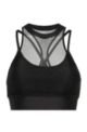 Super-stretch sports bra with mesh inserts, Black