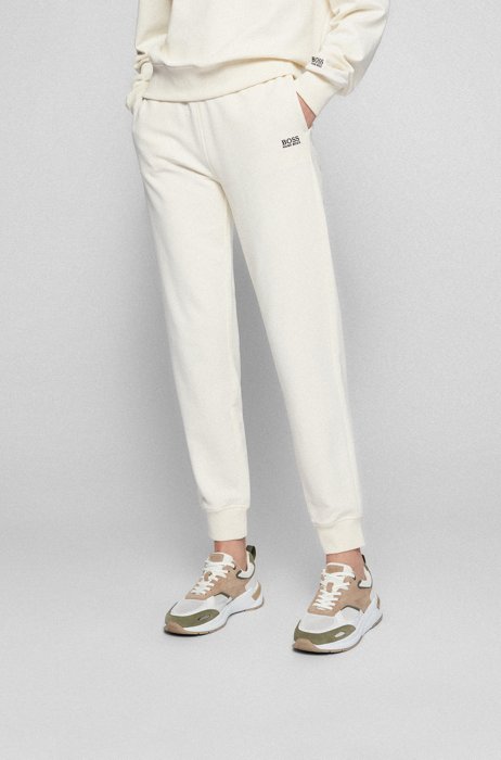Regular-fit tracksuit bottoms in French terry cotton, White