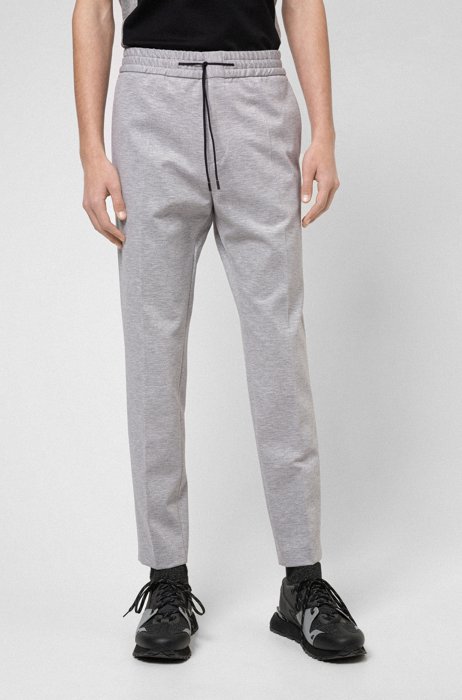 Pantalon Extra Slim Fit en jersey stretch avec taille à cordon de serrage, Gris chiné