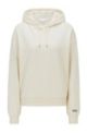 Hooded sweatshirt in French-terry cotton with sleeve logo, White