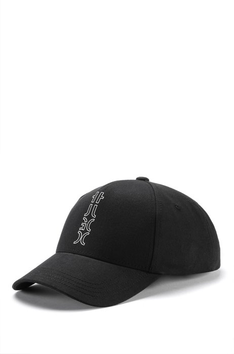 Cropped-logo cap in cotton twill, Black