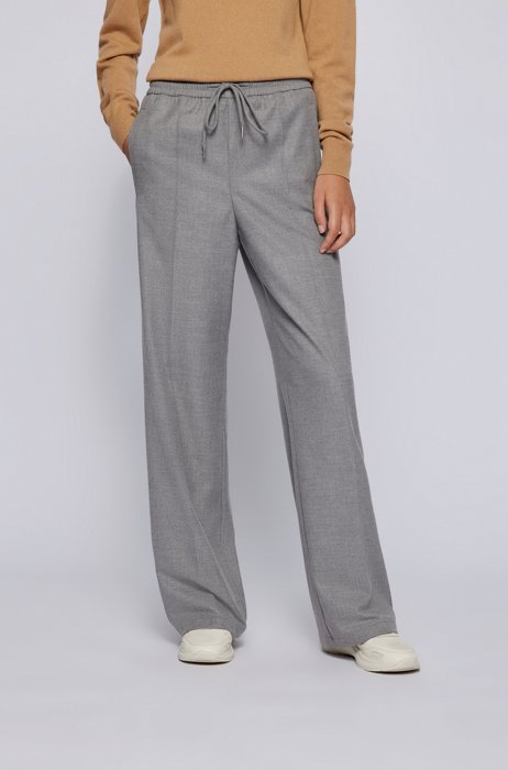Relaxed-fit tracksuit bottoms in melange stretch fabric, Silver