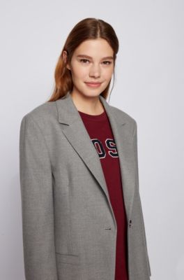 BOSS - Relaxed-fit jacket in melange stretch flannel