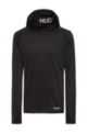 Hooded sweatshirt in performance-stretch twill with logo collar, Black