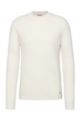 Slim-fit sweater in virgin wool with knitted structure, White