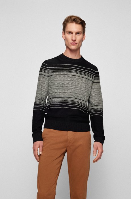 Fairisle sweater in a regular fit with contrast stripe, Black