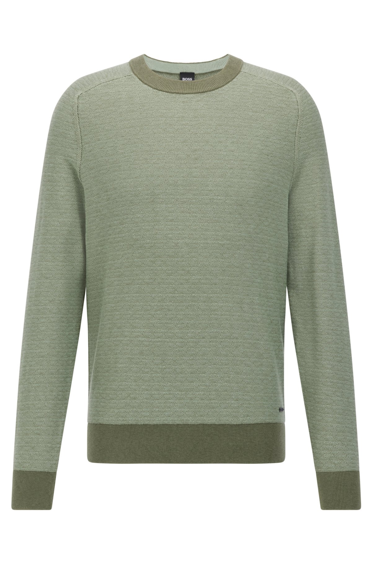 BOSS - Floating-jacquard sweater in cotton and wool