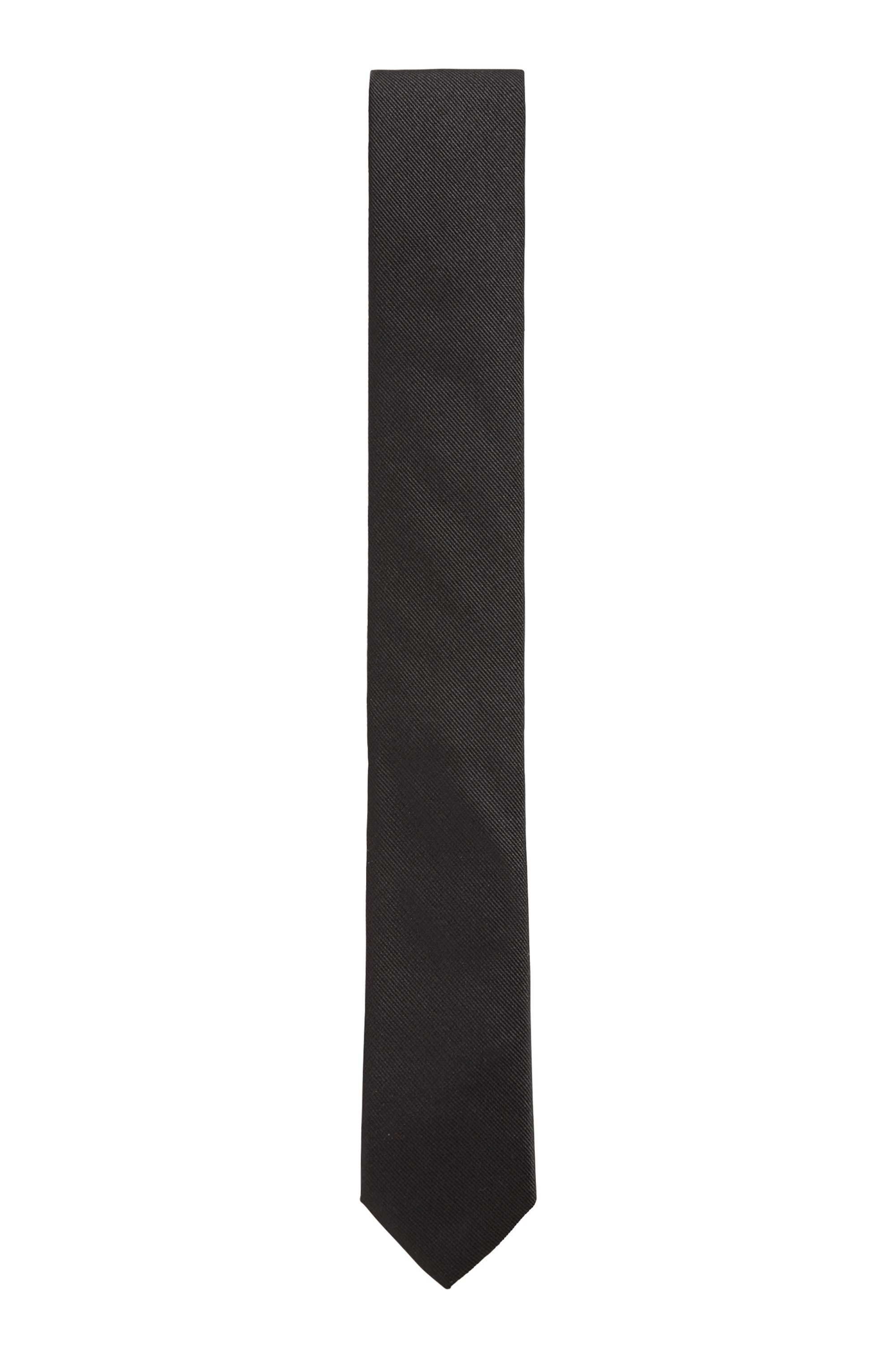 Italian-made tie in silk jacquard, Black