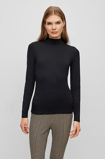 Extra-slim-fit top with mock neck, Black
