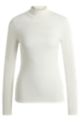Extra-slim-fit long-sleeved top with mock neckline, White