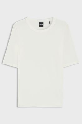 T-shirt slim fit in misto modal elasticizzato, Bianco