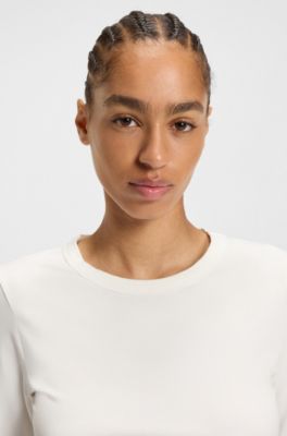 Slim-fit T-shirt in a stretch-modal blend, Natural