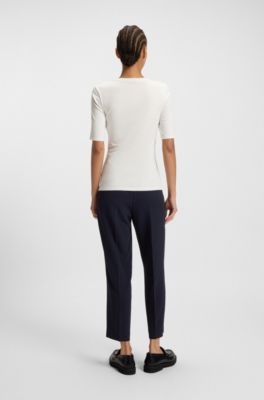 T-shirt slim fit in misto modal elasticizzato, Bianco