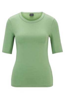 Hugo Boss Slim-fit T-shirt In A Stretch-modal Blend In Green