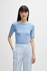 Slim-fit T-shirt in a stretch-modal blend, Blue