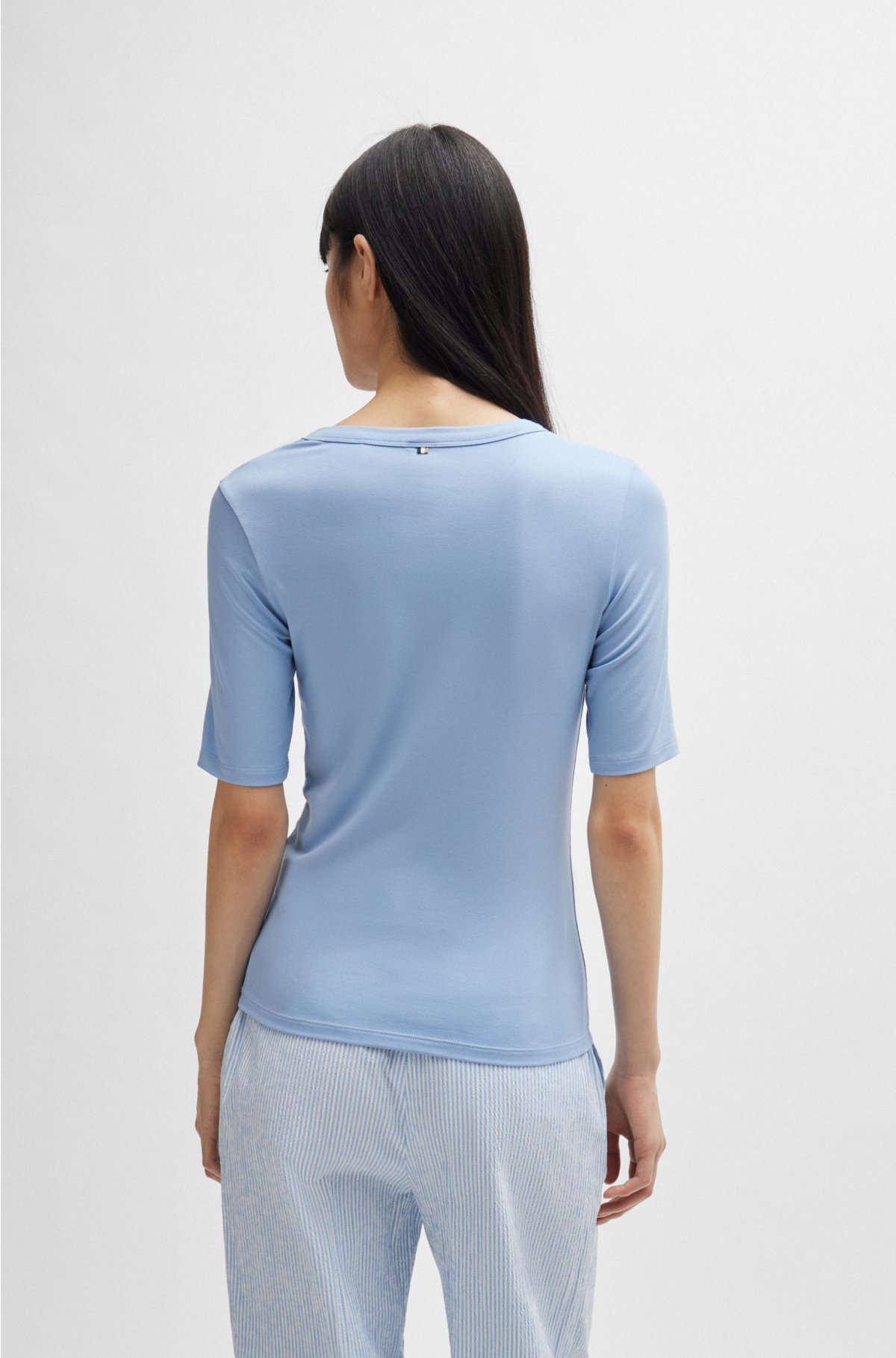 Slim-fit T-shirt in a stretch-modal blend, Light Blue