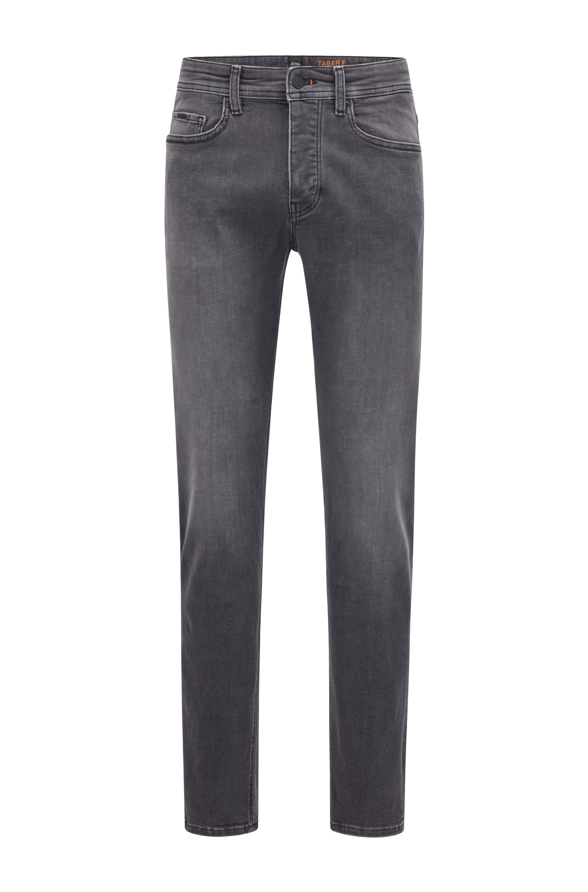 Tapered-fit jeans in super-stretch denim, Grey