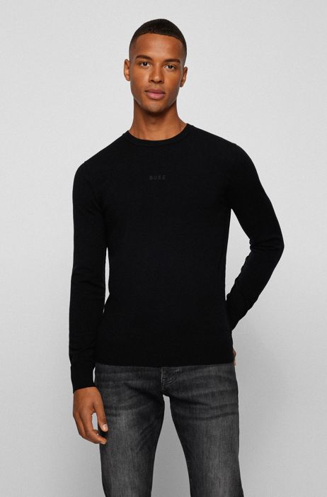 BOSS - Logo sweater in a merino-wool blend