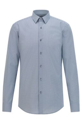waardigheid verwijderen ambitie BOSS - Slim-fit shirt in patterned Italian stretch cotton