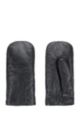 Leather gloves with logo rivet, Black