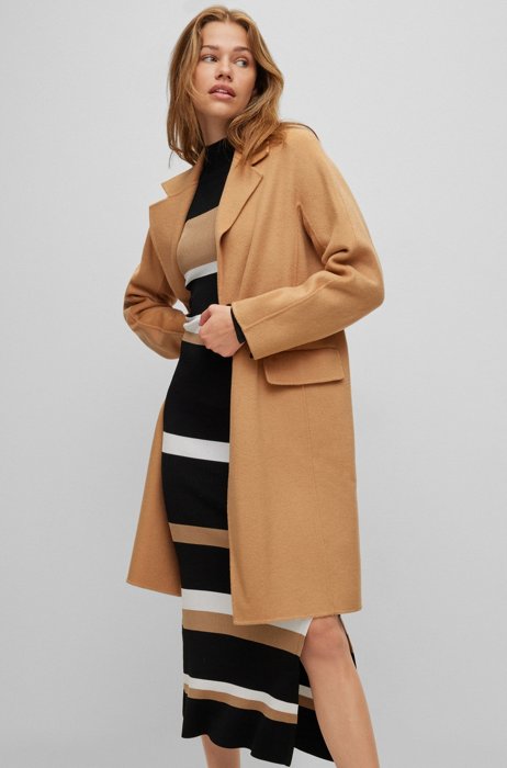 Wool-blend coat with notch lapels, Beige