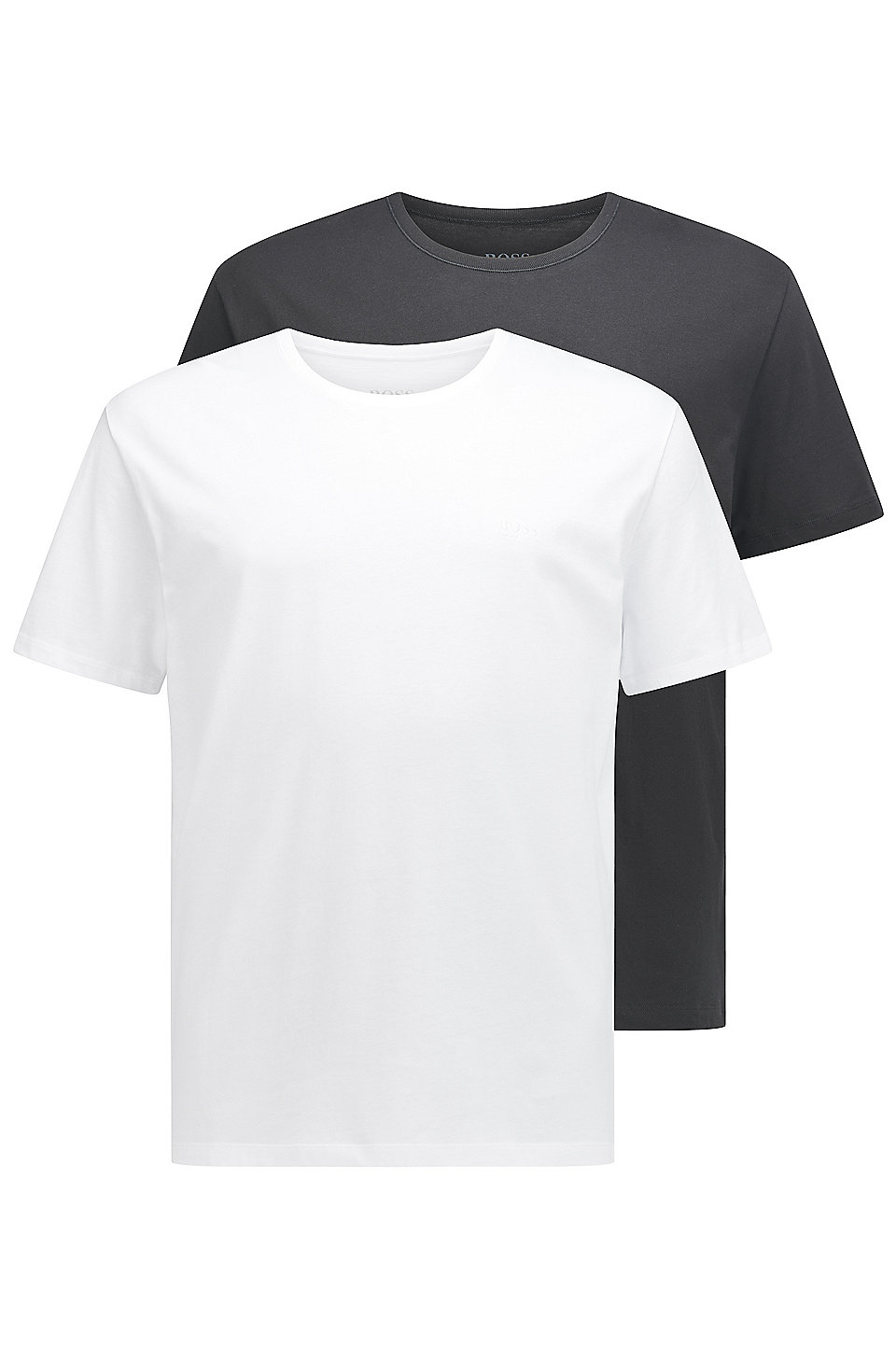 BOSS Mens T-Shirt RN 2P CO/EL Two-Pack of Stretch-Cotton Underwear T-Shirts with Vertical Logo