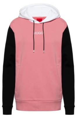 Sweat à capuche color block en molleton avec logo
