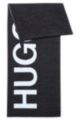 Woven scarf with large logo, Black