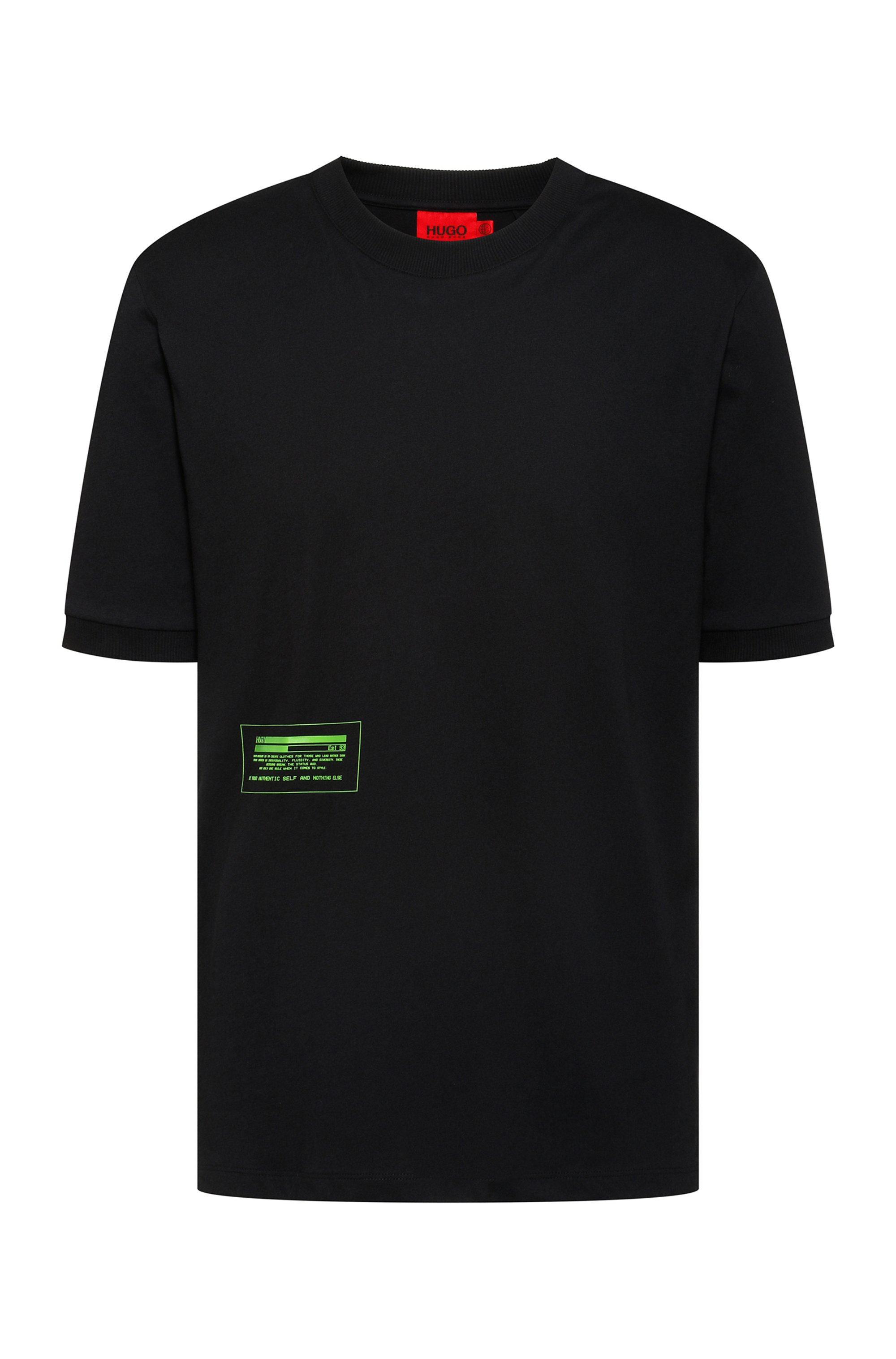 Relaxed-Fit T-Shirt aus Baumwolle mit Cyber-Manifesto-Logo, Schwarz