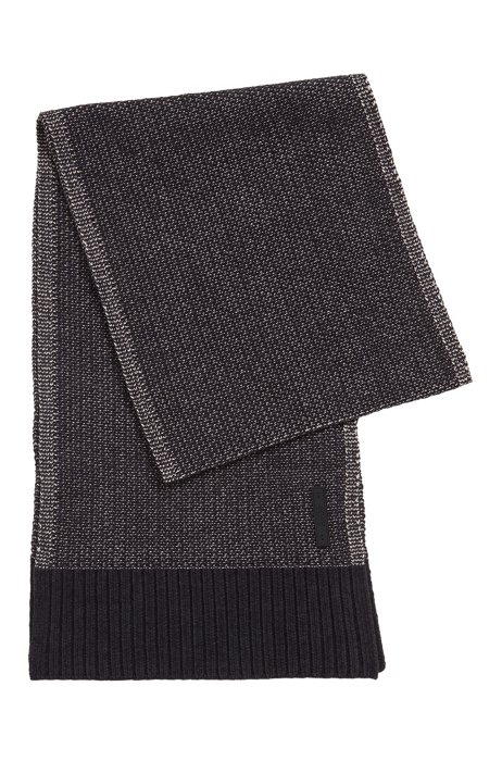 Schal aus Baumwoll-Chenille mit Logo-Aufnäher, Schwarz