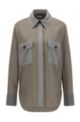 Relaxed-fit overshirt in patchworked stretch wool, Khaki