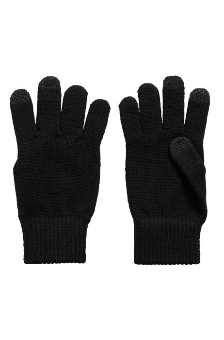Knitted gloves with tech-touch fingertips, Black