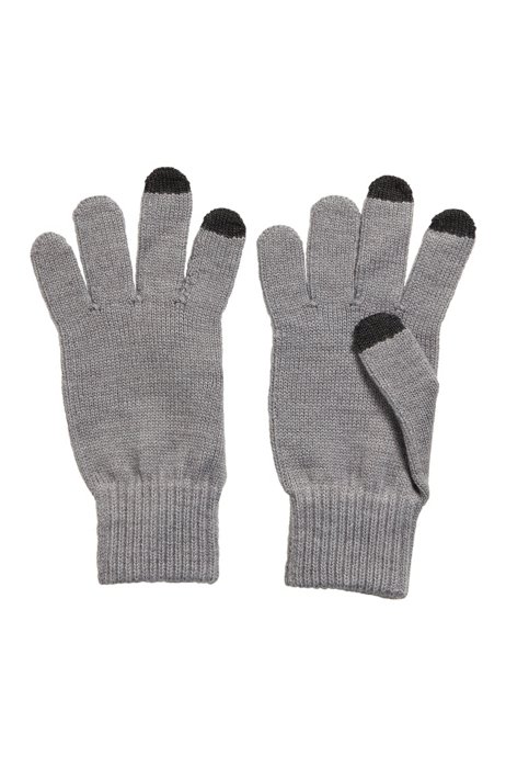 Knitted gloves with tech-touch fingertips, Grey