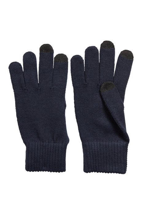 Knitted gloves with tech-touch fingertips, Dark Blue