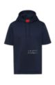 Short-sleeved hooded sweatshirt in organic cotton, Dark Blue