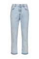 High-waisted relaxed-fit jeans in blue denim, Light Blue