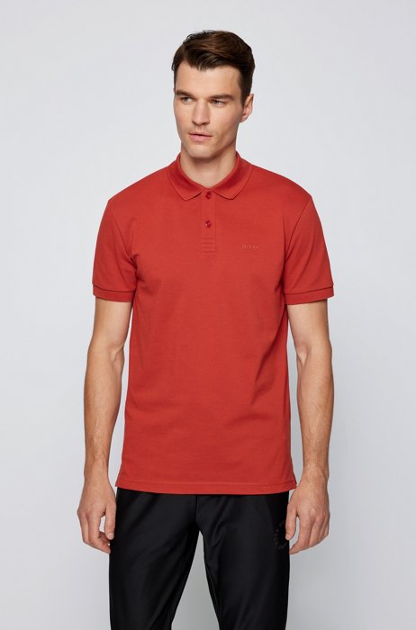Regular-fit polo shirt in cotton with tonal logo, Red