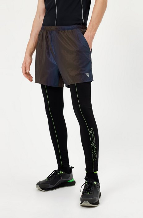 Iridescent shorts with glow-in-the-dark cord, Patterned