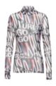 Long-sleeved mesh top with all-over print, Patterned