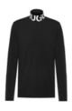 Long-sleeved T-shirt in stretch fabric with logo collar, Black