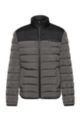 Mixed-material slim-fit puffer jacket with split logo, Dark Grey