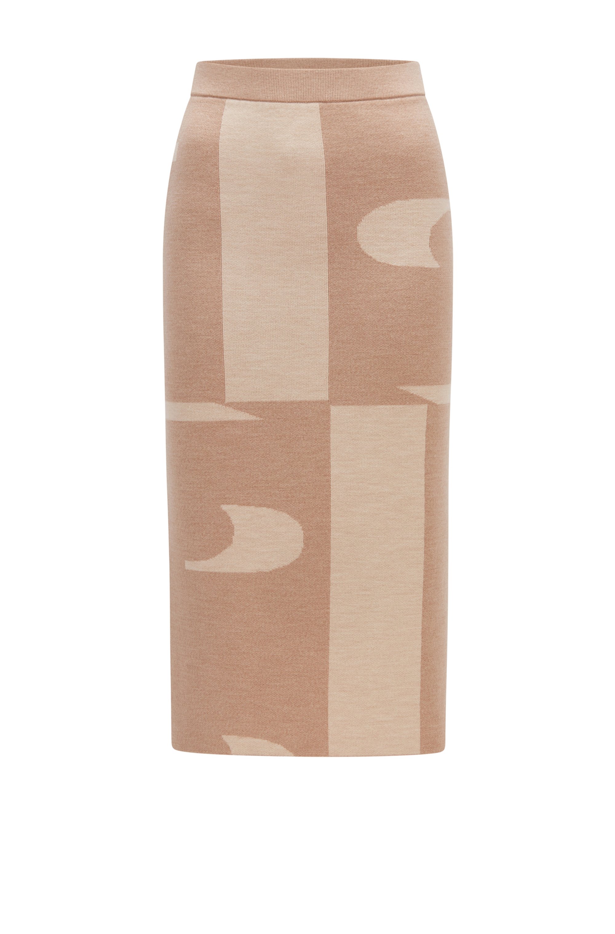Double-faced virgin-wool tube skirt with logo jacquard, Patterned