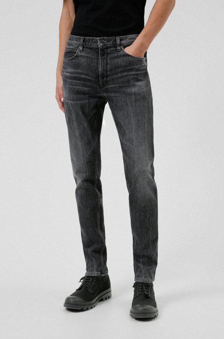 Extra-slim-fit jeans in black comfort-stretch denim, Dark Grey
