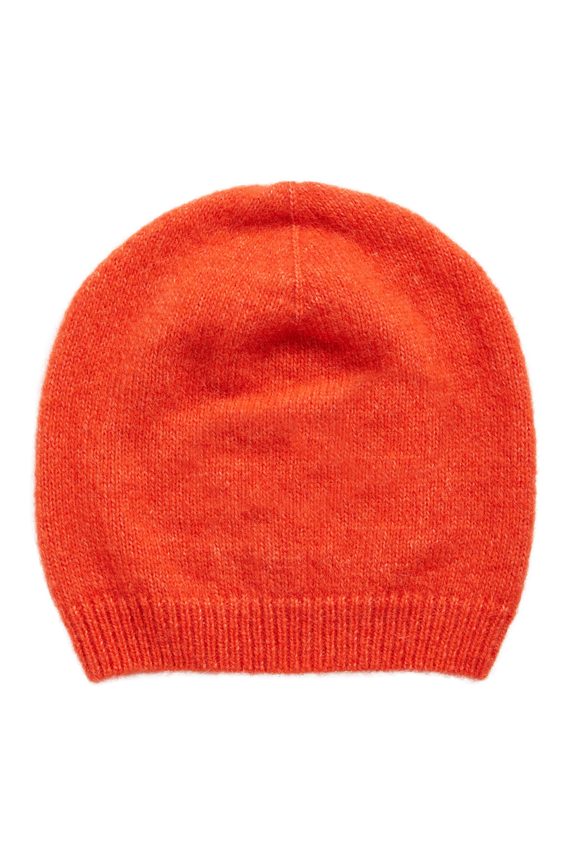 Knitted beanie hat with alpaca and wool, Orange