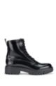 Italian-leather ankle boots with logo loop, Black